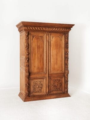 Heavily Curved Antique Oak Wardrobe
