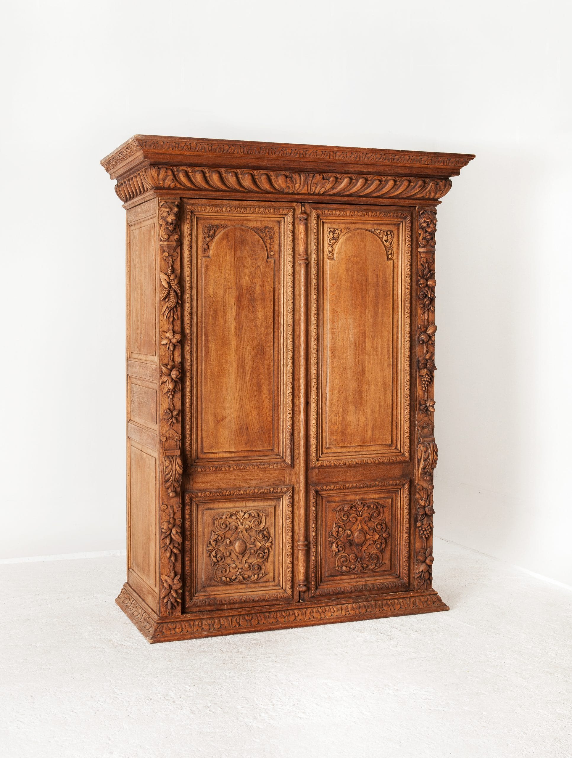 Heavily Curved Antique Oak Wardrobe